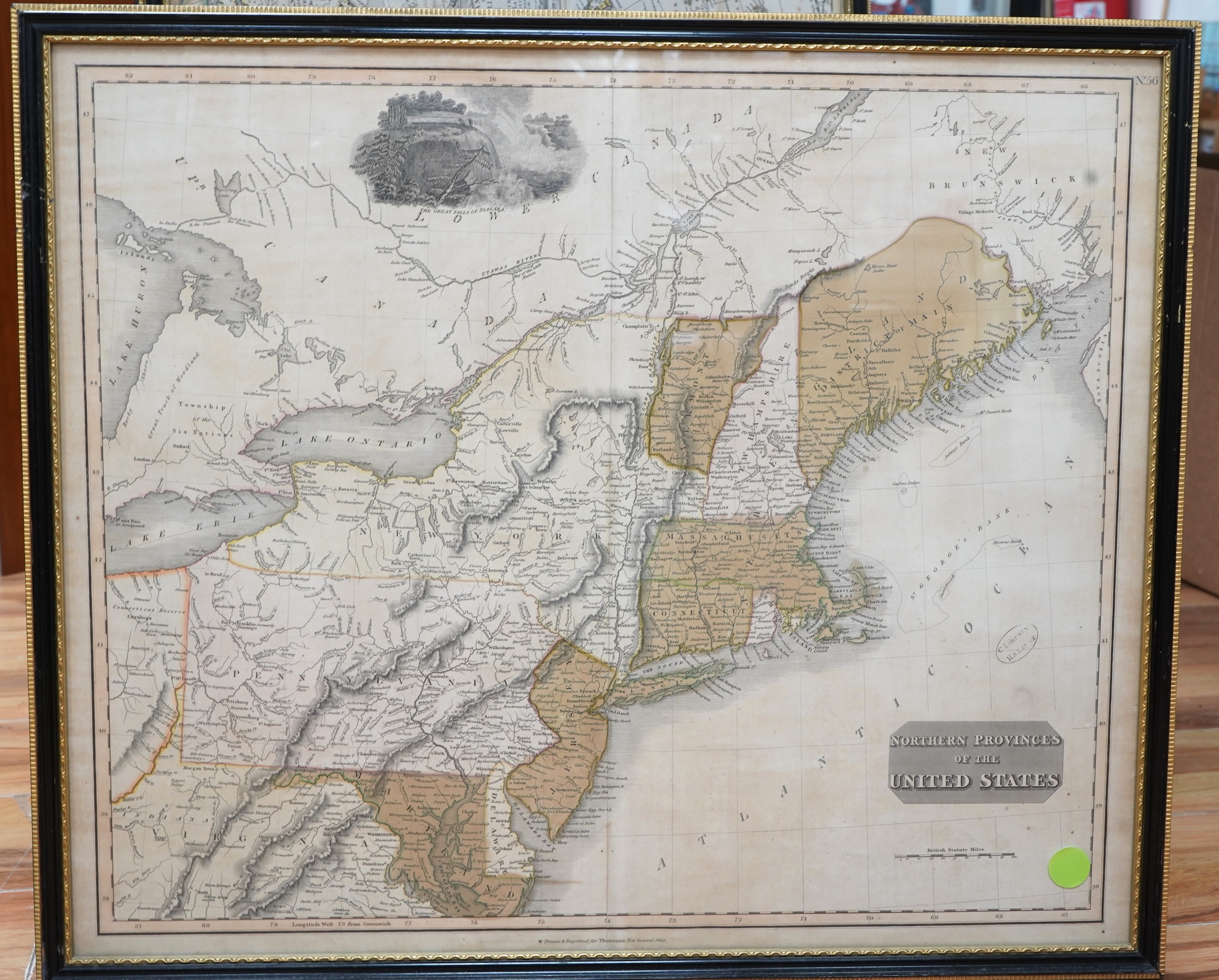 A collection of American interest maps to include: John Sennex, A map of the English Empire in America, hand coloured engraved map and one of North America, published Sept. 1st 1832 by Baldwin & Cradock